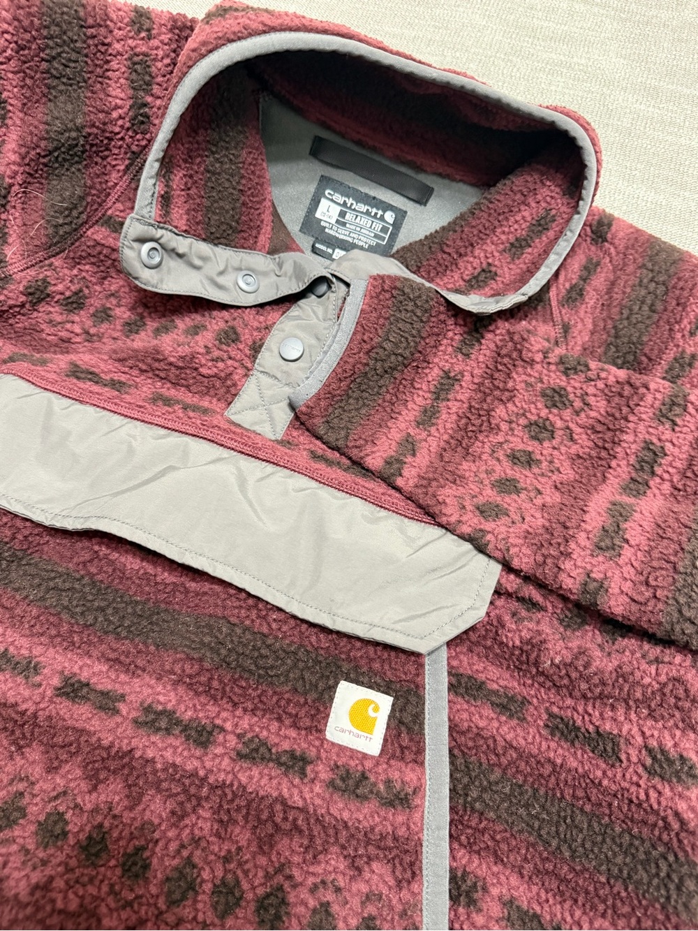 Carhartt 104922 R56 Women L Port Aztec Fleece Pullover Sherpa Snap Southwestern